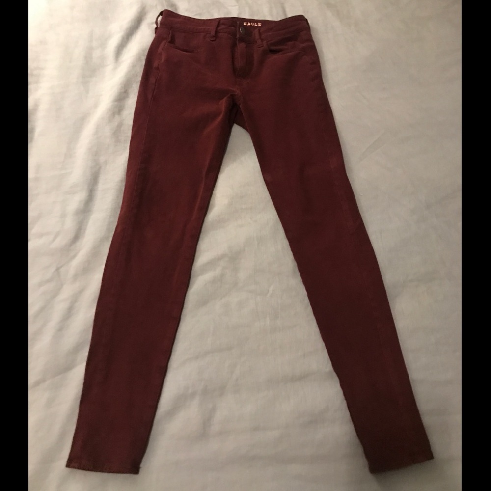 American Eagle Maroon Skinny Jeans